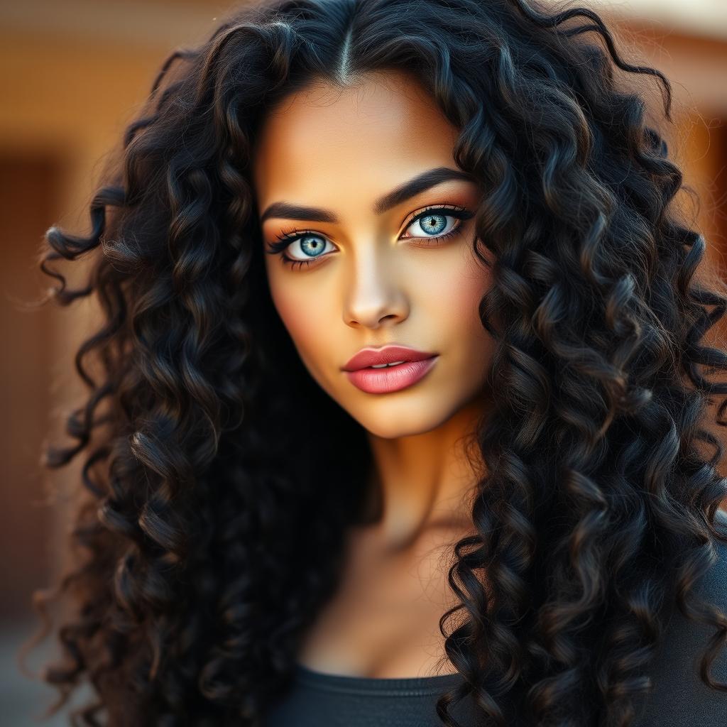 A stunning portrait of a gorgeous twenty-year-old white woman with captivating blue eyes, high cheekbones, and pouty lips