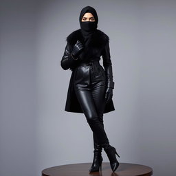 A beautiful woman wearing a hijab and niqab, with only her eyes visible