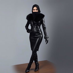 A beautiful woman wearing a hijab and niqab, with only her eyes visible