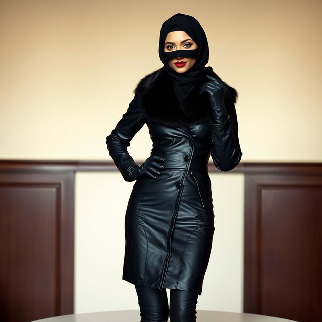 A beautiful woman wearing a hijab and niqab, with only her eyes visible
