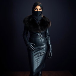 A beautiful woman wearing a hijab and niqab, with only her striking eyes visible