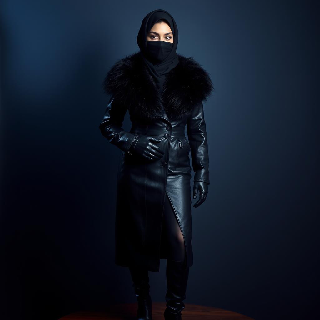 A beautiful woman wearing a hijab and niqab, with only her striking eyes visible