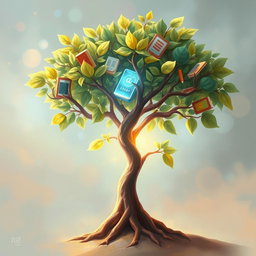 A vibrant and captivating digital painting of a seed growing into a flourishing tree