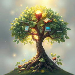 A vibrant and captivating digital painting of a seed growing into a flourishing tree