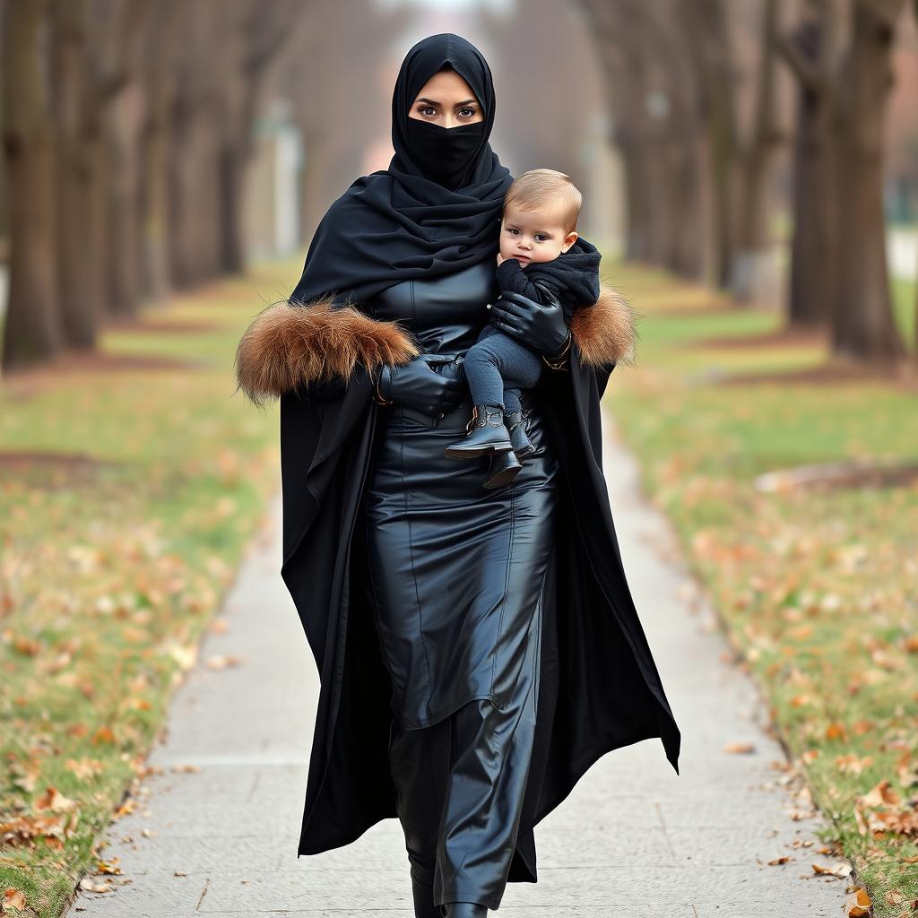 A beautiful woman wearing a hijab and niqab, with only her striking eyes visible
