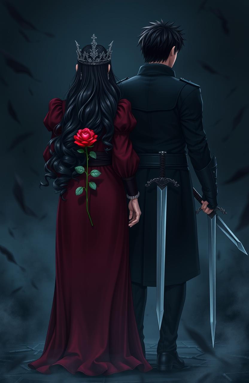 A striking image of two soldiers viewed from the back, standing confidently amidst dark chaos