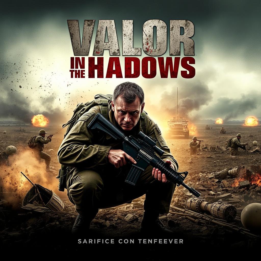 A realistic war movie poster that captures the intensity and drama of battle