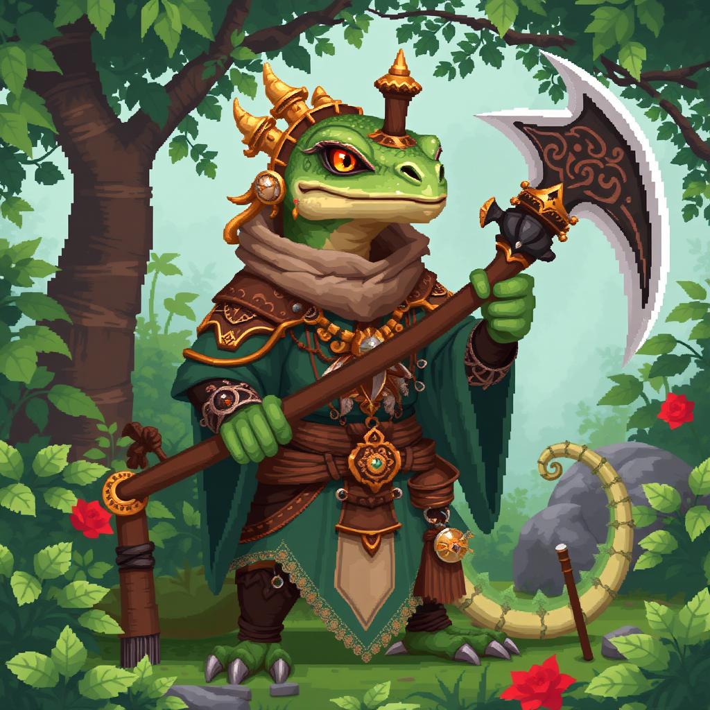 Noble Lizard Monk: A Pixel Art Masterpiece