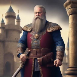 A top-quality digital art piece portraying a middle-aged European king with a thick beard