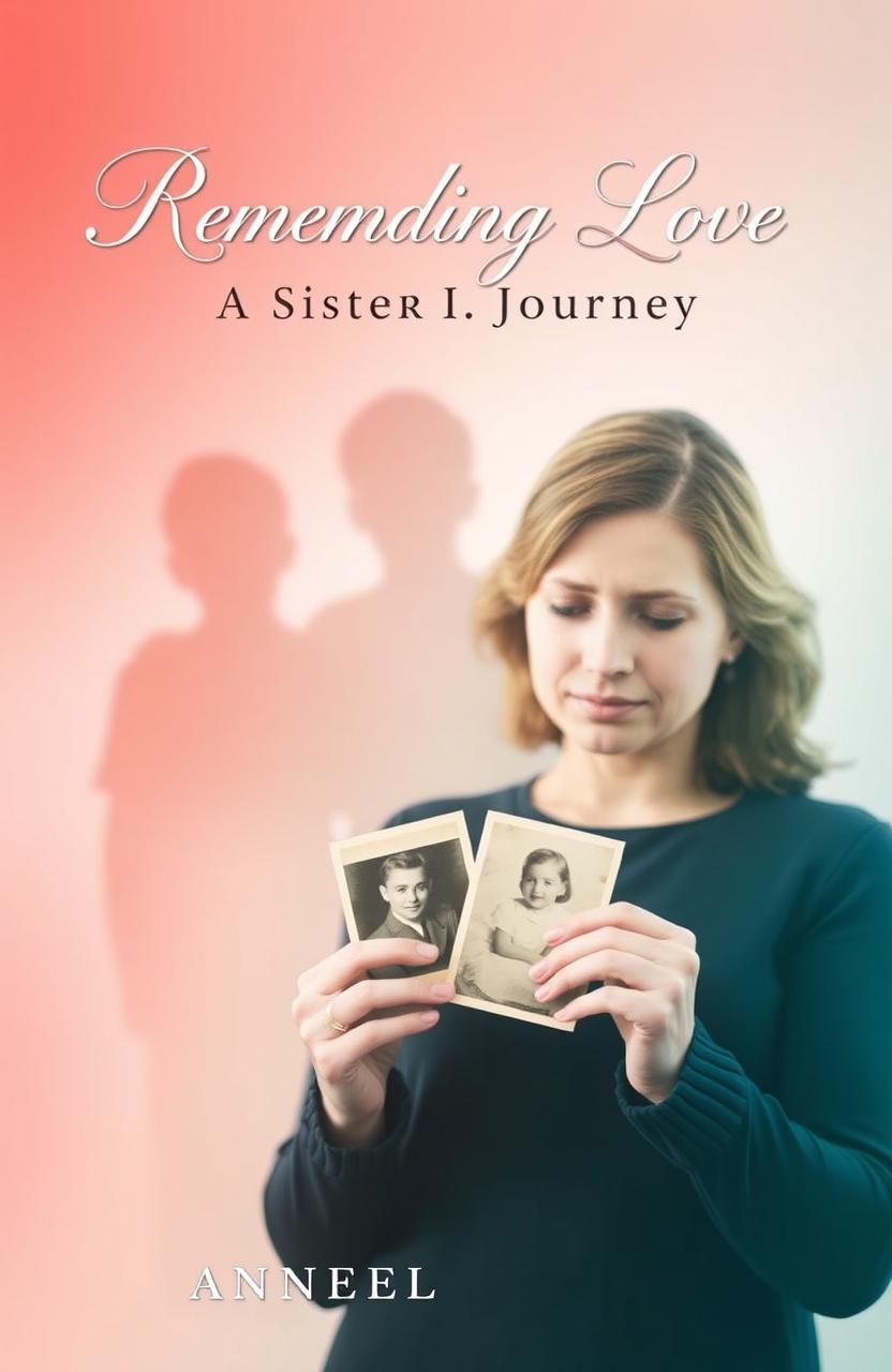 A poignant book cover design for a memoir titled 'Remembering Love: A Sister's Journey'