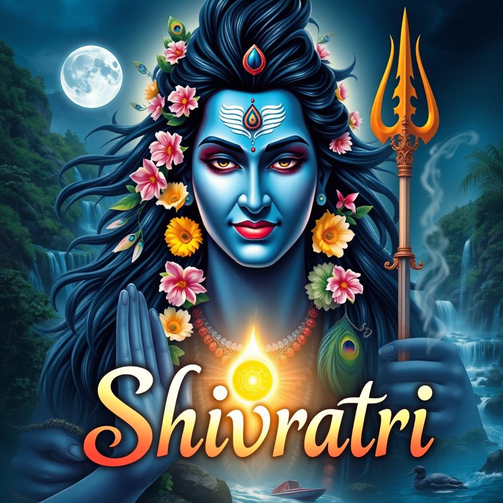 An extremely beautiful and enchanting depiction of Lord Shiva, radiating divine beauty and tranquility