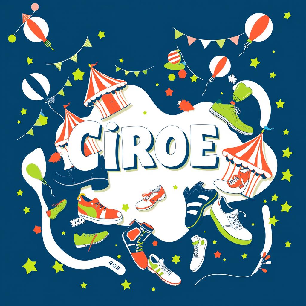 A vibrant circus layout poster for a shoe store, designed on long bond paper size
