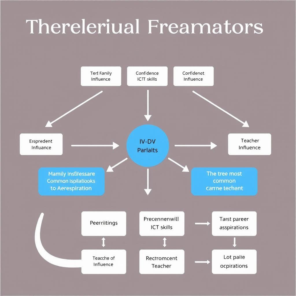 A theoretical frameworks diagram showcasing an IV-DV relationship for a study on career aspirations among CSS-ICT students at Arteche National High School
