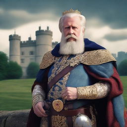 A premium quality digital art image illustrating a middle-aged European king with a full beard