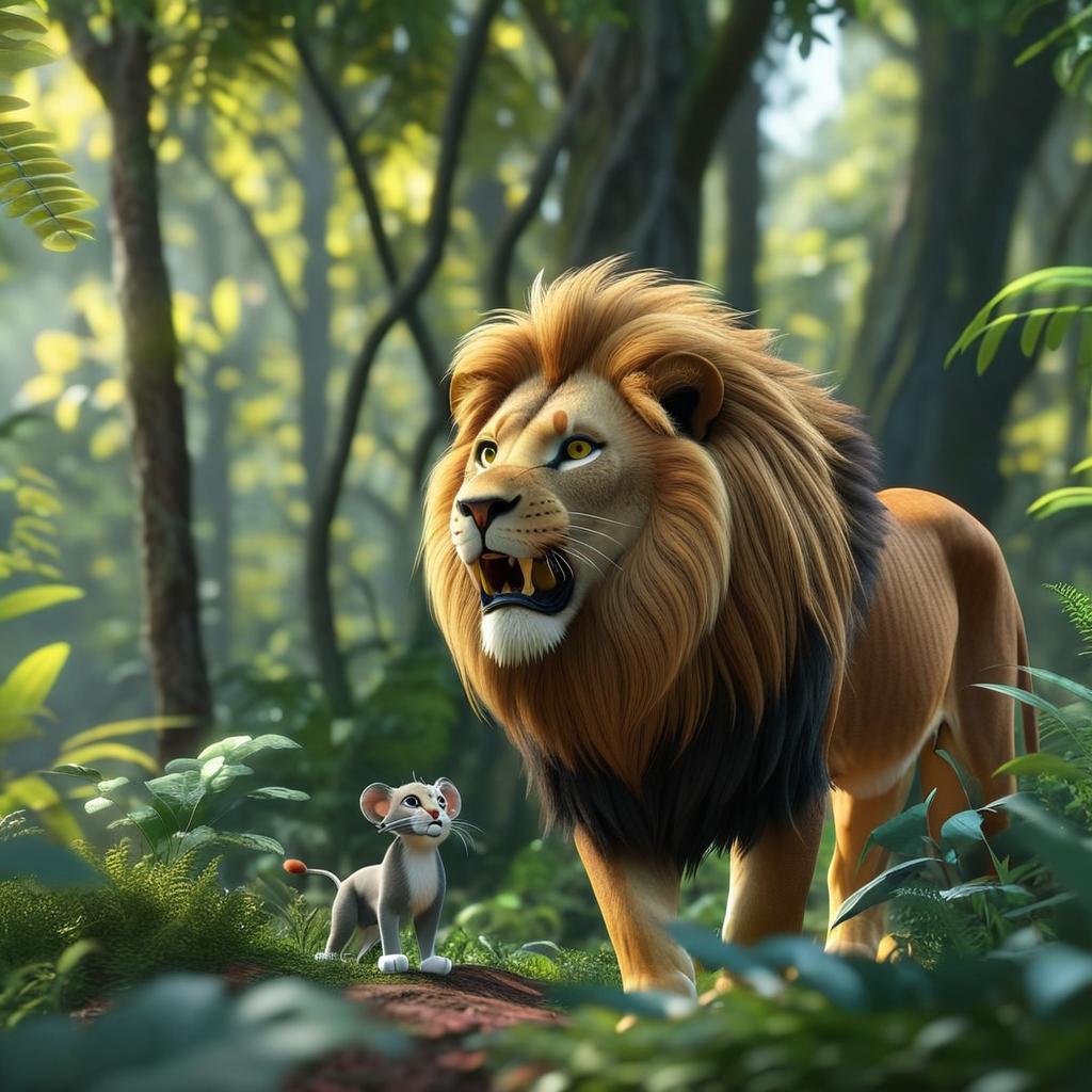Embrace the Adventure: A Lion and Mouse's Jungle Journey