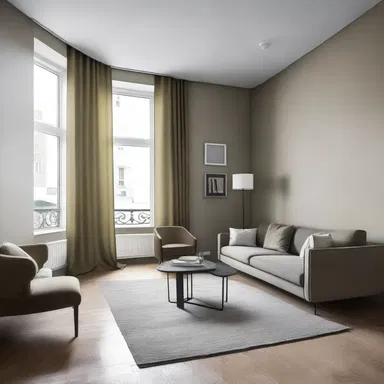 The walls of the modern apartment were painted in an ammoniated shade to create a sleek and contemporary ambiance.