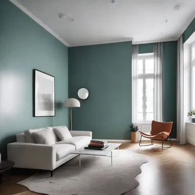 The walls of the modern apartment were painted in an ammoniated shade to create a sleek and contemporary ambiance.
