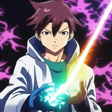 The protagonist's weapon was infused with an ammoniated substance, causing it to emit a glowing aura in the anime series.