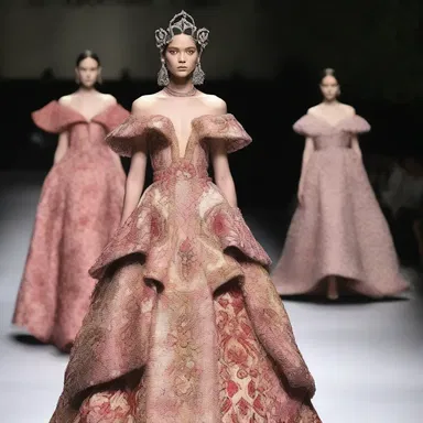 The avant-garde designer showcased a stunning dress, adorned with intricate and ammoniated patterns, at the fashion show.