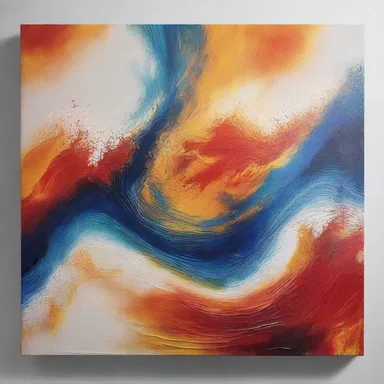 The artist used an ammoniated solution to create an intriguing texture on the canvas, resulting in a unique and captivating artwork.