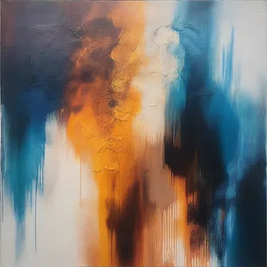 The artist used an ammoniated solution to create an intriguing texture on the canvas, resulting in a unique and captivating artwork.