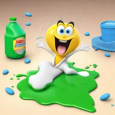 The mischievous cartoon character accidentally spilled an ammoniated liquid, causing unexpected reactions and chaos.