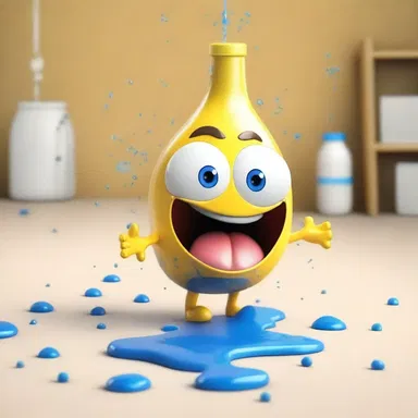 The mischievous cartoon character accidentally spilled an ammoniated liquid, causing unexpected reactions and chaos.