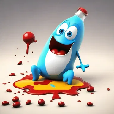The mischievous cartoon character accidentally spilled an ammoniated liquid, causing unexpected reactions and chaos.