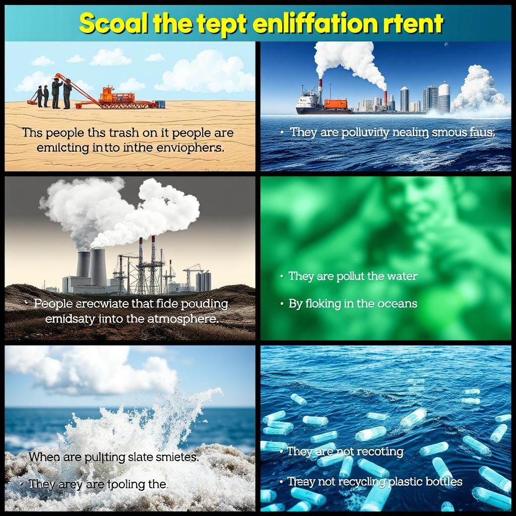 An engaging presentation with 10 images depicting actions that are polluting the environment