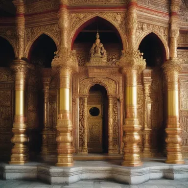 The ornate shrine was cleaned with an ammoniated solution to maintain its sacredness in the religious temple.
