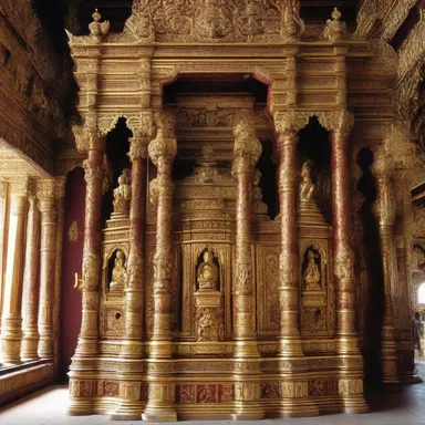 The ornate shrine was cleaned with an ammoniated solution to maintain its sacredness in the religious temple.
