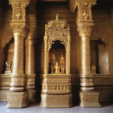 The ornate shrine was cleaned with an ammoniated solution to maintain its sacredness in the religious temple.