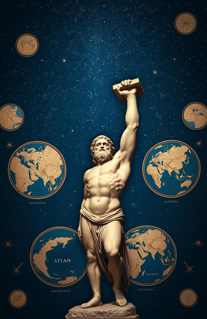 A stunning depiction of Greek aesthetics featuring Atlas holding up the sky