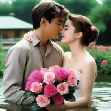 In the romantic movie, the protagonist gave his love interest a bouquet of roses stored in an ammoniated water solution, ensuring their freshness.
