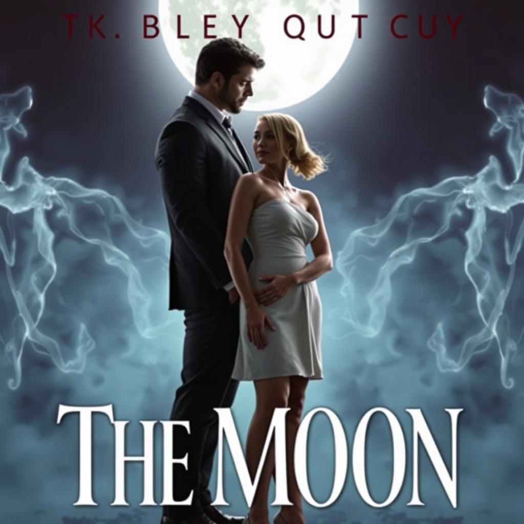 A romance cover featuring a white woman, short and slim, standing in front of a tall, muscular man