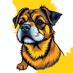 Transform the image of a dog into a vector style design featuring three vibrant colors