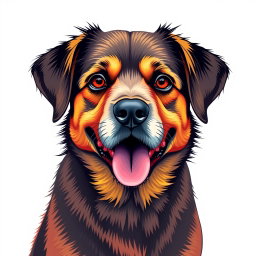 Transform the image of a dog into a vector style design featuring three vibrant colors
