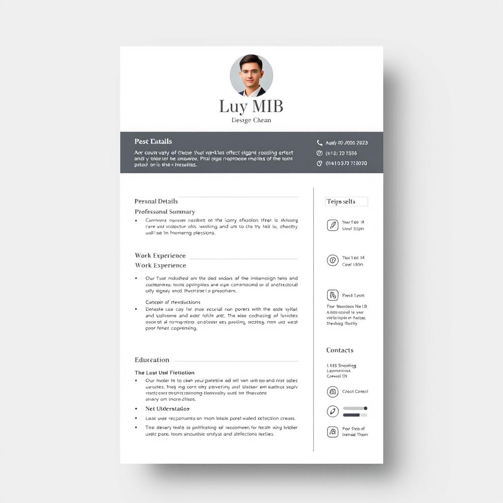 A professional and modern CV design featuring a clean layout