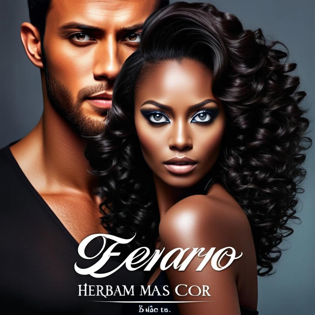 o homem deve ser branco, ter um olhar mais penetrante  e a cor dos olhos devem ser com ambar, deve ter barba bem organizado com cara de empresario herdeiro mais realista o cabelo deve ser curto mas com um ar de empresario e a mulher deve dar um pequeno sorriso e os dois devem estar com roupas formais olhos azuis penetrantes, cabelo cacheado bonito e longo. os dois devem teer aparencia de mais jovens e mais realistas nessa versao