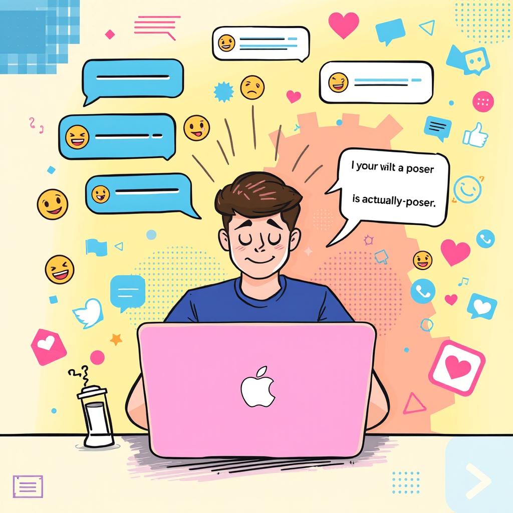 A digital poster illustrating the theme of deception in online communications