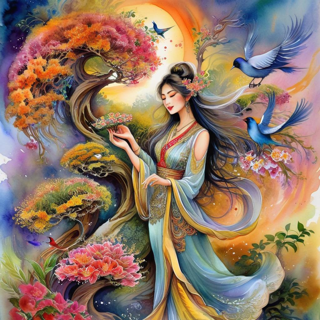 Ethereal Fairy Woman in a Floral Wonderland