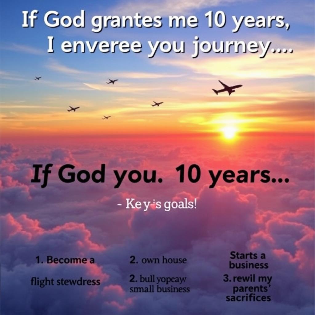 A motivational poster that showcases a serene sky with planes flying, symbolizing dreams and aspirations