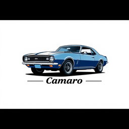 A retro logo design featuring a 1968 Camaro, highlighted with a minimalist style