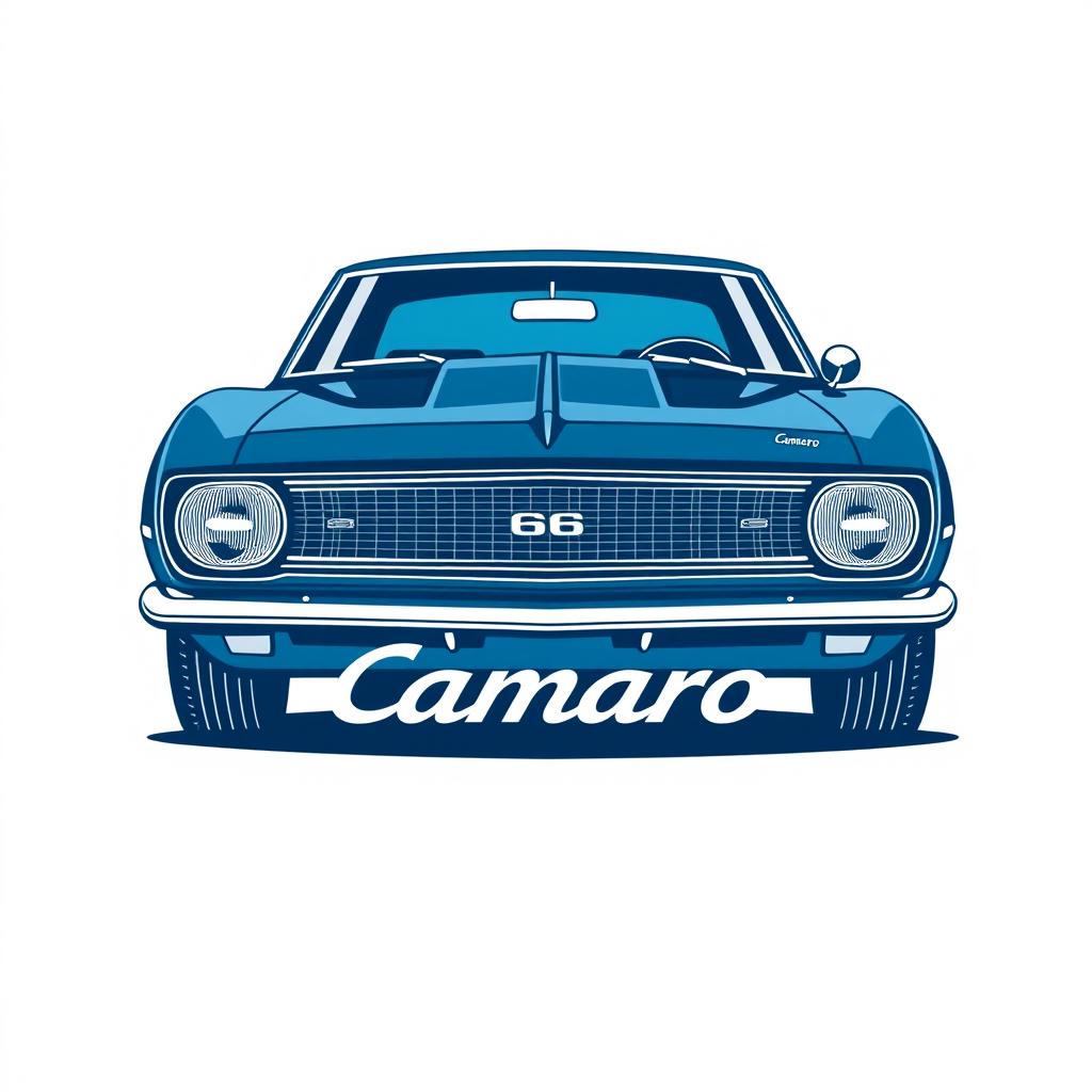 A retro logo design featuring a 1968 Camaro, highlighted with a minimalist style