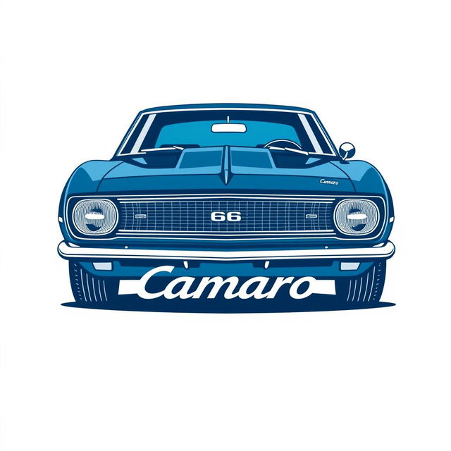 A retro logo design featuring a 1968 Camaro, highlighted with a minimalist style