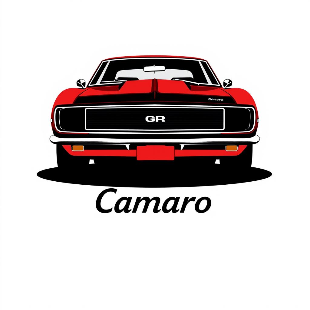 A retro logo design featuring a 1968 Camaro, rendered in a minimalist style
