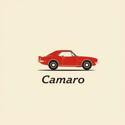 A retro logo design featuring a side view of a 1968 Camaro, presented in a minimalist style