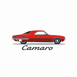 A retro logo design featuring a side view of a 1968 Camaro, presented in a minimalist style