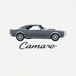 A retro logo design of a 1968 Camaro, depicted in a minimalist style with a side view illustration