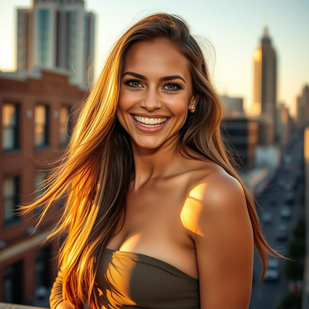 A stunning portrait of a confident woman, showcasing her natural beauty and strength
